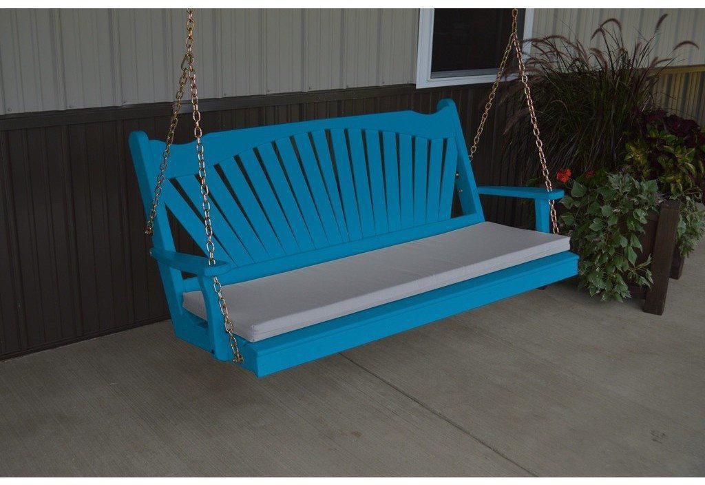 A & L Furniture Co. Yellow Pine 4' Fanback Swing  - Ships FREE in 5-7 Business days - Rocking Furniture