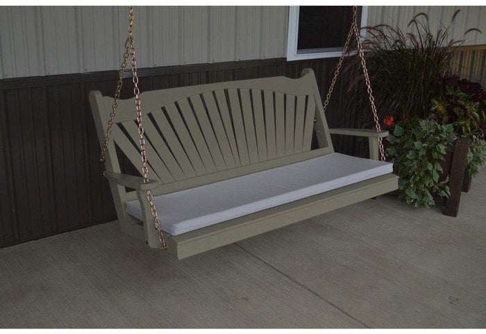 A & L Furniture Co. Yellow Pine 4' Fanback Swing  - Ships FREE in 5-7 Business days - Rocking Furniture