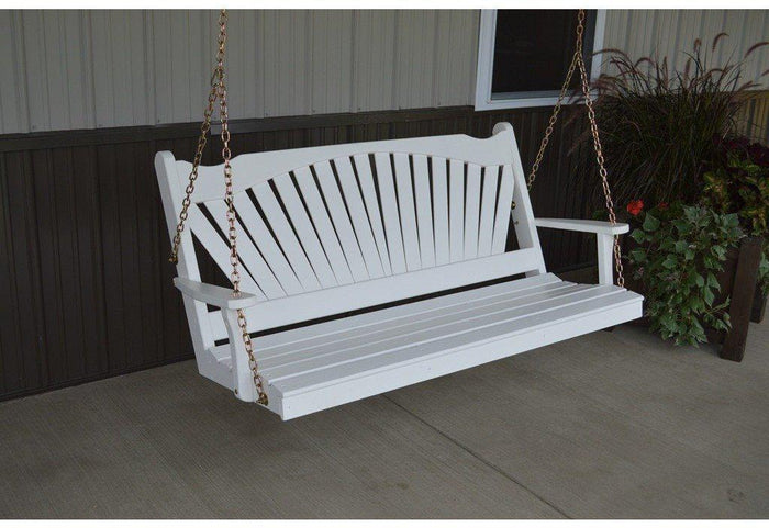 A & L Furniture Co. Yellow Pine 4' Fanback Swing  - Ships FREE in 5-7 Business days - Rocking Furniture