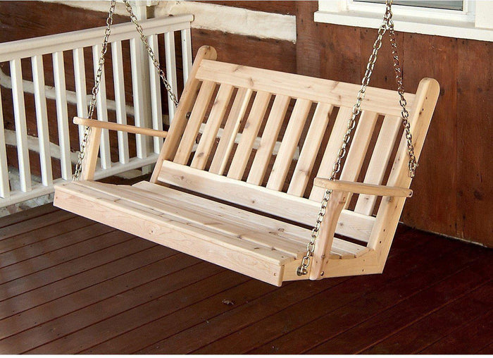 A & L FURNITURE CO. Western Red Cedar 4' Traditional English Swing  - Ships FREE in 5-7 Business days - Rocking Furniture