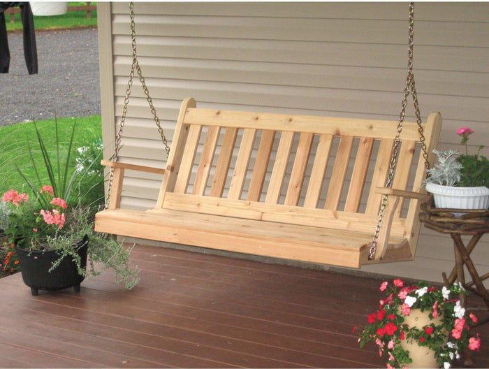 A & L FURNITURE CO. Western Red Cedar 5' Traditional English Swing  - Ships FREE in 5-7 Business days - Rocking Furniture
