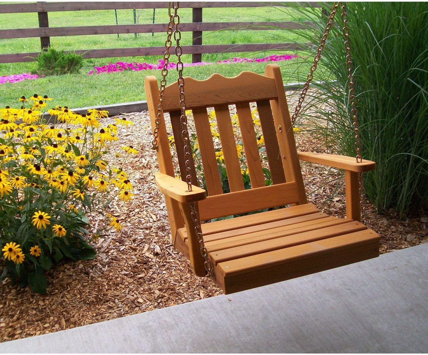 A & L FURNITURE CO. Western Red Cedar 2' Royal English Chair Swing  - Ships FREE in 5-7 Business days - Rocking Furniture
