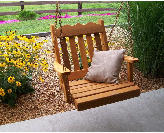 A & L FURNITURE CO. Western Red Cedar 2' Royal English Chair Swing  - Ships FREE in 5-7 Business days - Rocking Furniture