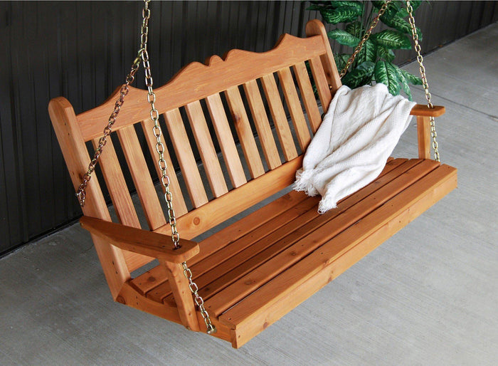 A & L FURNITURE CO. Western Red Cedar 4' Royal English Garden Swing  - Ships FREE in 5-7 Business days - Rocking Furniture