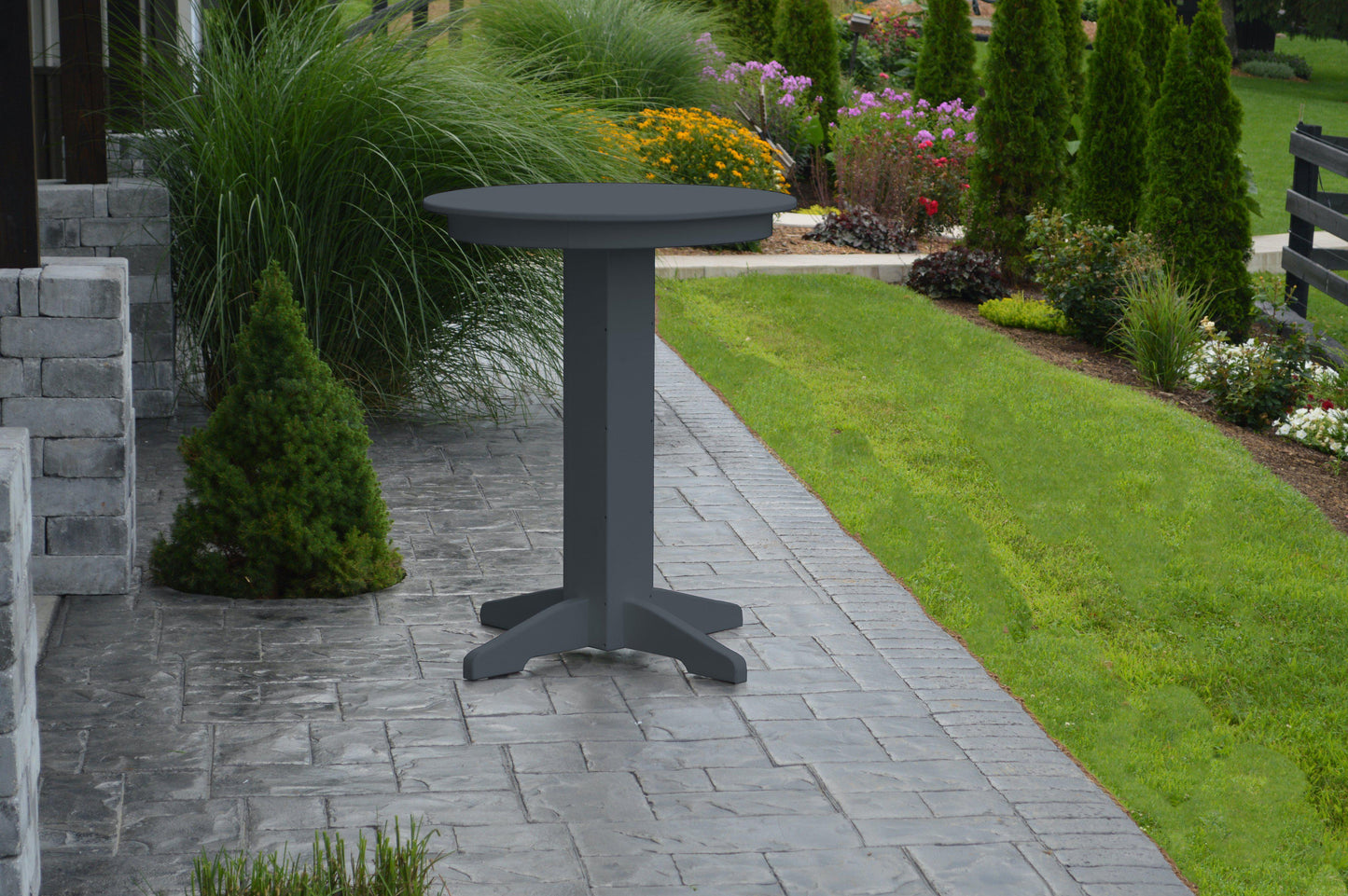 A&L Furniture Recycled Plastic 33" Round Bar Table - Dark Gray