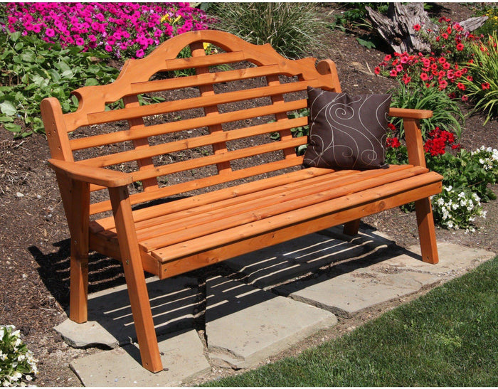 A&L Furniture Co. Western Red Cedar 5' Marlboro Garden Bench  - Ships FREE in 5-7 Business days - Rocking Furniture