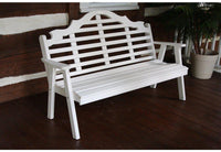A & L Furniture Co. Yellow Pine 5' Marlboro Garden Bench  - Ships FREE in 5-7 Business days - Rocking Furniture
