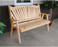 A&L Furniture Co. Western Red Cedar 4' Fanback Garden Bench  - Ships FREE in 5-7 Business days - Rocking Furniture