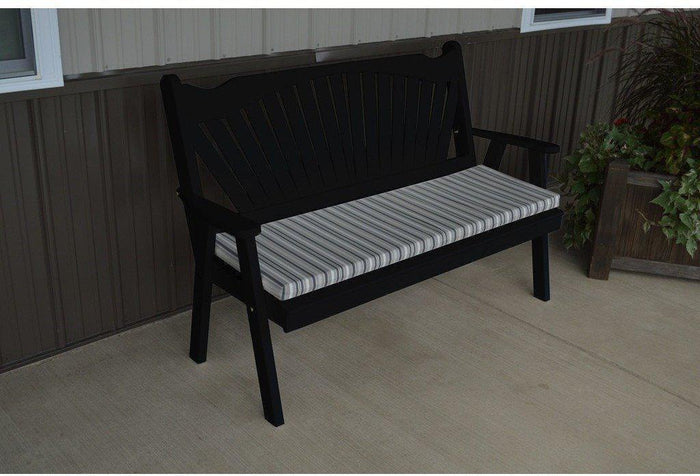 A & L Furniture Co. Yellow Pine 4' Fanback Garden Bench  - Ships FREE in 5-7 Business days - Rocking Furniture