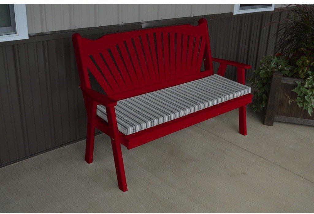 A & L Furniture Co. Yellow Pine 4' Fanback Garden Bench  - Ships FREE in 5-7 Business days - Rocking Furniture