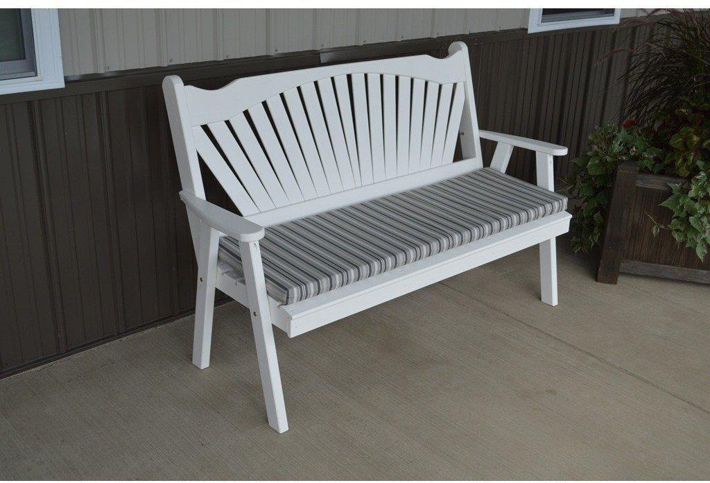 A & L Furniture Co. Yellow Pine 4' Fanback Garden Bench  - Ships FREE in 5-7 Business days - Rocking Furniture