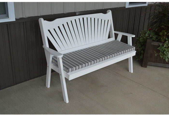 A & L Furniture Co. Yellow Pine 4' Fanback Garden Bench  - Ships FREE in 5-7 Business days - Rocking Furniture