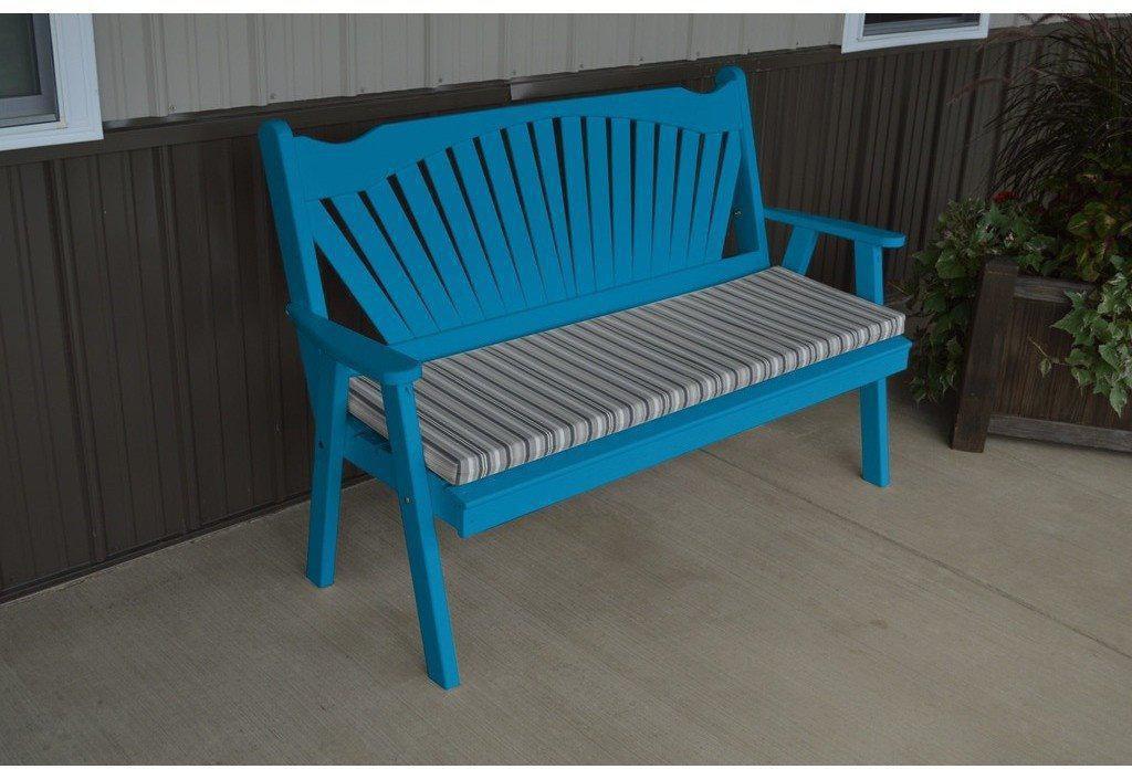 A & L Furniture Co. Yellow Pine 4' Fanback Garden Bench  - Ships FREE in 5-7 Business days - Rocking Furniture