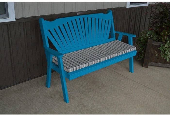 A & L Furniture Co. Yellow Pine 4' Fanback Garden Bench  - Ships FREE in 5-7 Business days - Rocking Furniture
