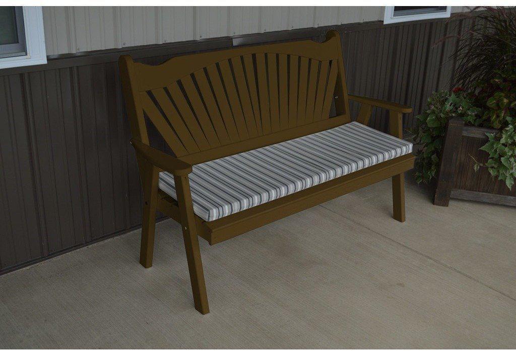A & L Furniture Co. Yellow Pine 4' Fanback Garden Bench  - Ships FREE in 5-7 Business days - Rocking Furniture