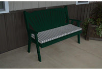 A & L Furniture Co. Yellow Pine 4' Fanback Garden Bench  - Ships FREE in 5-7 Business days - Rocking Furniture