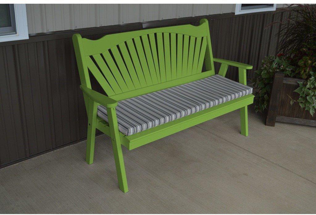 A & L Furniture Co. Yellow Pine 4' Fanback Garden Bench  - Ships FREE in 5-7 Business days - Rocking Furniture