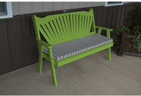 A & L Furniture Co. Yellow Pine 4' Fanback Garden Bench  - Ships FREE in 5-7 Business days - Rocking Furniture