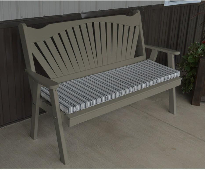 A & L Furniture Co. Yellow Pine 4' Fanback Garden Bench  - Ships FREE in 5-7 Business days - Rocking Furniture