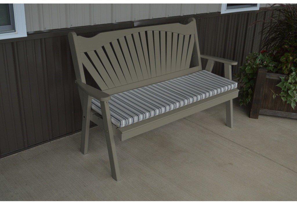 A & L Furniture Co. Yellow Pine 4' Fanback Garden Bench  - Ships FREE in 5-7 Business days - Rocking Furniture
