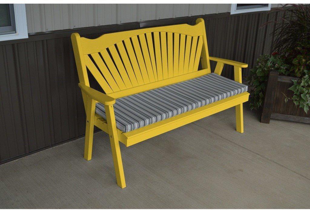 A & L Furniture Co. Yellow Pine 4' Fanback Garden Bench  - Ships FREE in 5-7 Business days - Rocking Furniture
