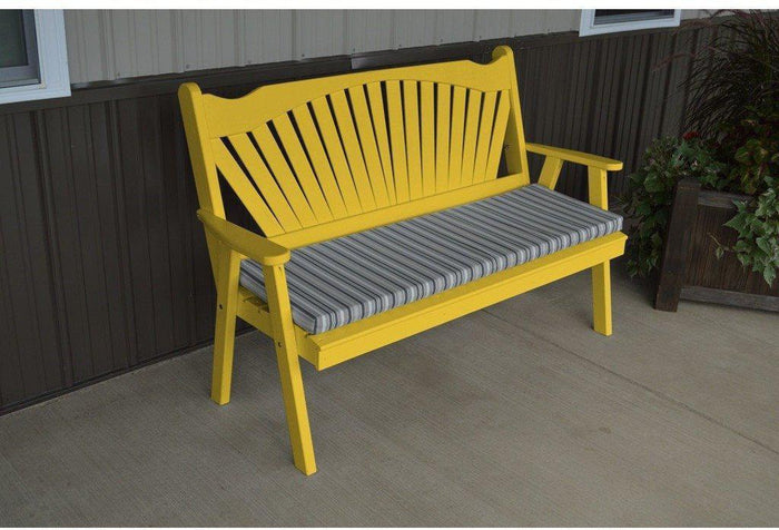A & L Furniture Co. Yellow Pine 4' Fanback Garden Bench  - Ships FREE in 5-7 Business days - Rocking Furniture
