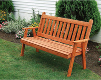 A&L Furniture Co. Western Red Cedar 4' Traditional English Garden Bench  - Ships FREE in 5-7 Business days - Rocking Furniture