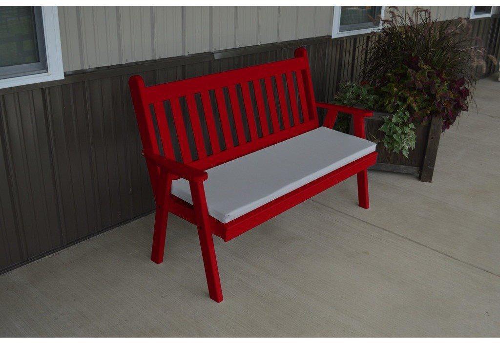 A & L Furniture Co. Yellow Pine 4' Traditional English Garden Bench  - Ships FREE in 5-7 Business days - Rocking Furniture