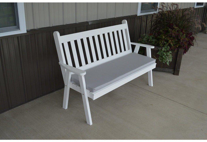 A & L Furniture Co. Yellow Pine 4' Traditional English Garden Bench  - Ships FREE in 5-7 Business days - Rocking Furniture