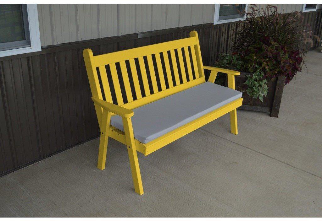 A & L Furniture Co. Yellow Pine 4' Traditional English Garden Bench  - Ships FREE in 5-7 Business days - Rocking Furniture