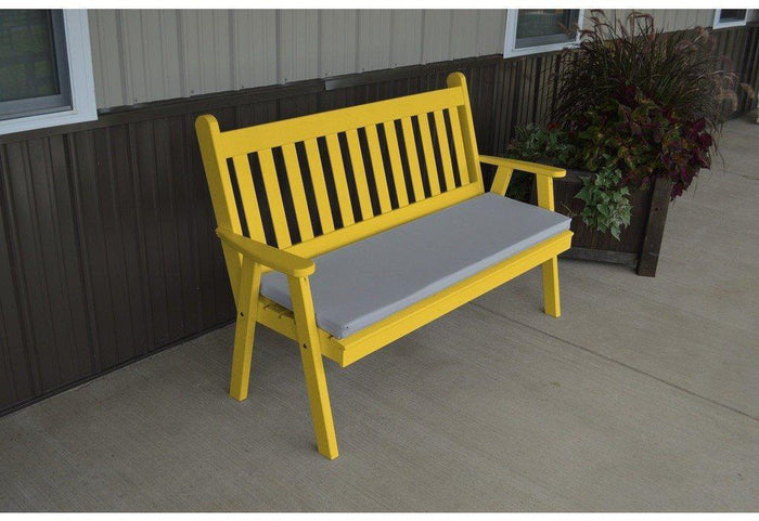 A & L Furniture Co. Yellow Pine 4' Traditional English Garden Bench  - Ships FREE in 5-7 Business days - Rocking Furniture