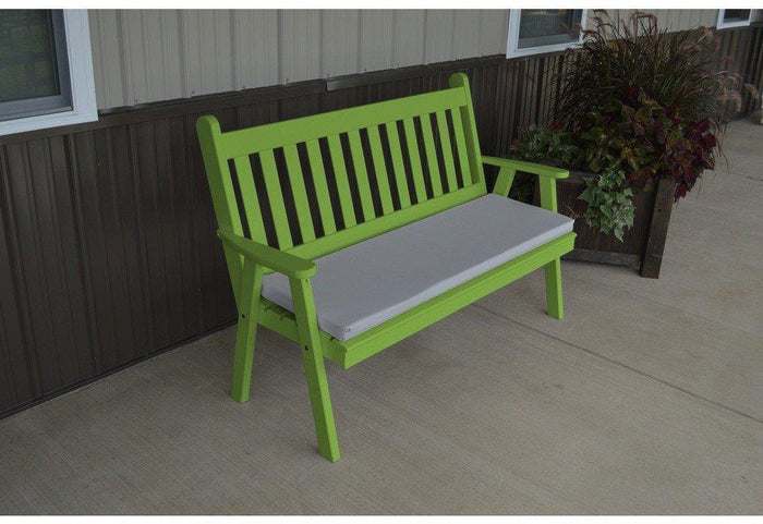 A & L Furniture Co. Yellow Pine 5' Traditional English Garden Bench  - Ships FREE in 5-7 Business days - Rocking Furniture