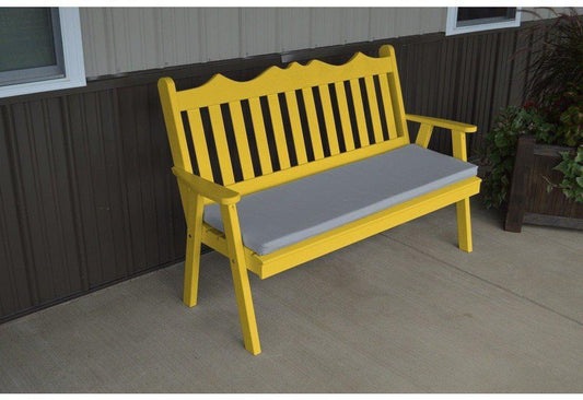 A & L Furniture Co. Yellow Pine 5' Royal English Garden Bench  - Ships FREE in 5-7 Business days - Rocking Furniture