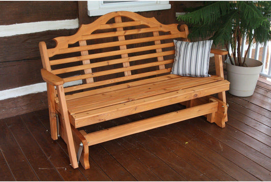 A & L FURNITURE CO. Western Red Cedar 4' Marlboro Glider  - Ships FREE in 5-7 Business days - Rocking Furniture