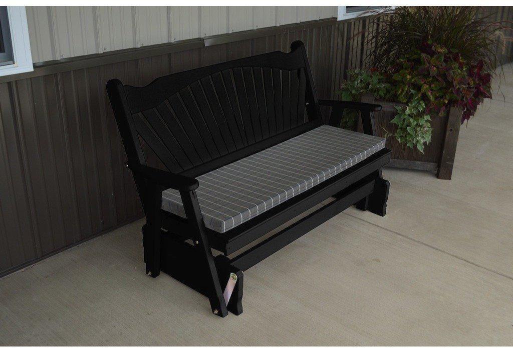 A & L Furniture Co. Yellow Pine 6' Fanback Glider  - Ships FREE in 5-7 Business days - Rocking Furniture