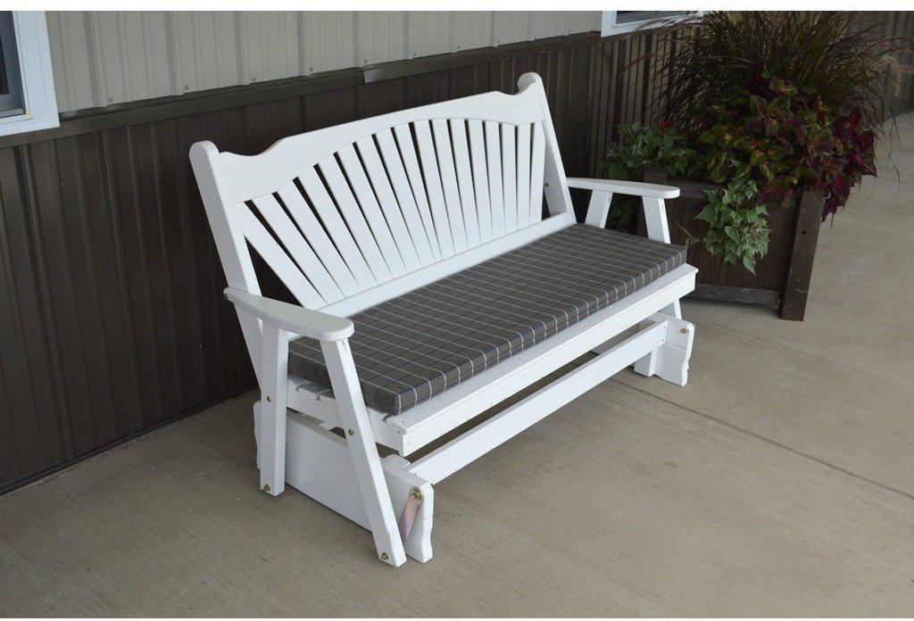 A & L Furniture Co. Yellow Pine 6' Fanback Glider  - Ships FREE in 5-7 Business days - Rocking Furniture