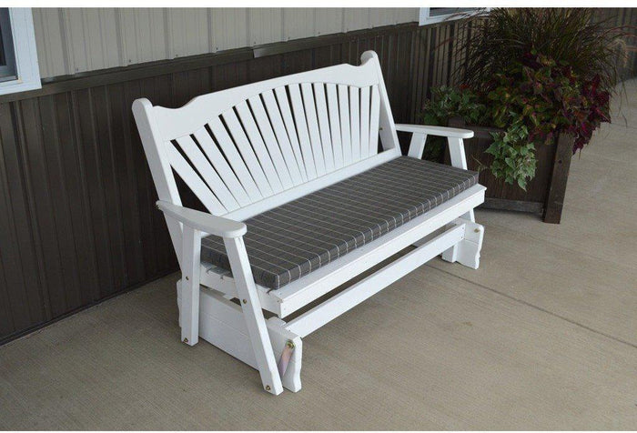 A & L Furniture Co. Yellow Pine 6' Fanback Glider  - Ships FREE in 5-7 Business days - Rocking Furniture