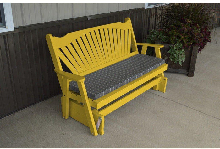 A & L Furniture Co. Yellow Pine 5' Fanback Glider  - Ships FREE in 5-7 Business days - Rocking Furniture