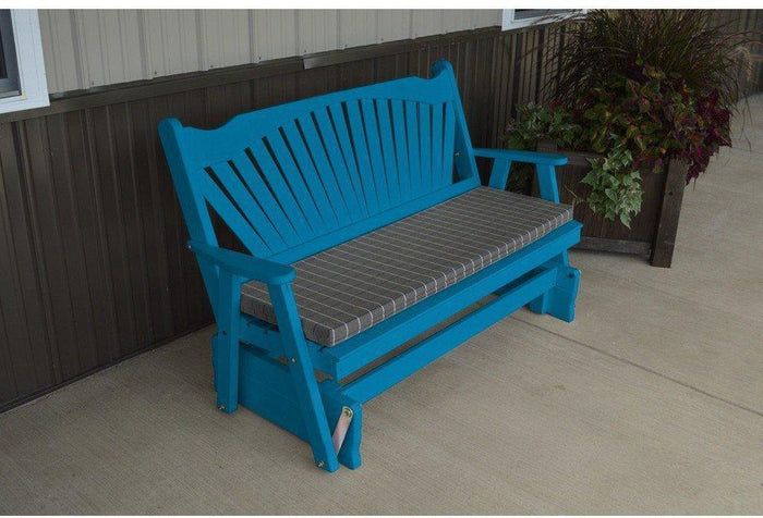A & L Furniture Co. Yellow Pine 6' Fanback Glider  - Ships FREE in 5-7 Business days - Rocking Furniture