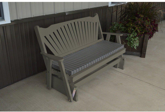 A & L Furniture Co. Yellow Pine 6' Fanback Glider  - Ships FREE in 5-7 Business days - Rocking Furniture