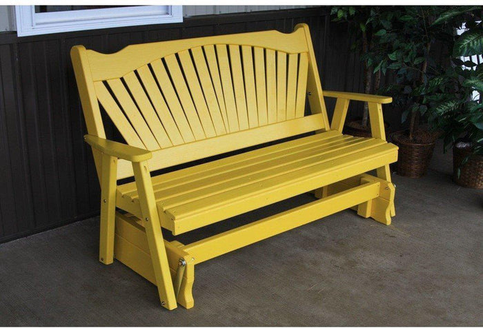 A & L Furniture Co. Yellow Pine 4' Fanback Glider  - Ships FREE in 5-7 Business days - Rocking Furniture