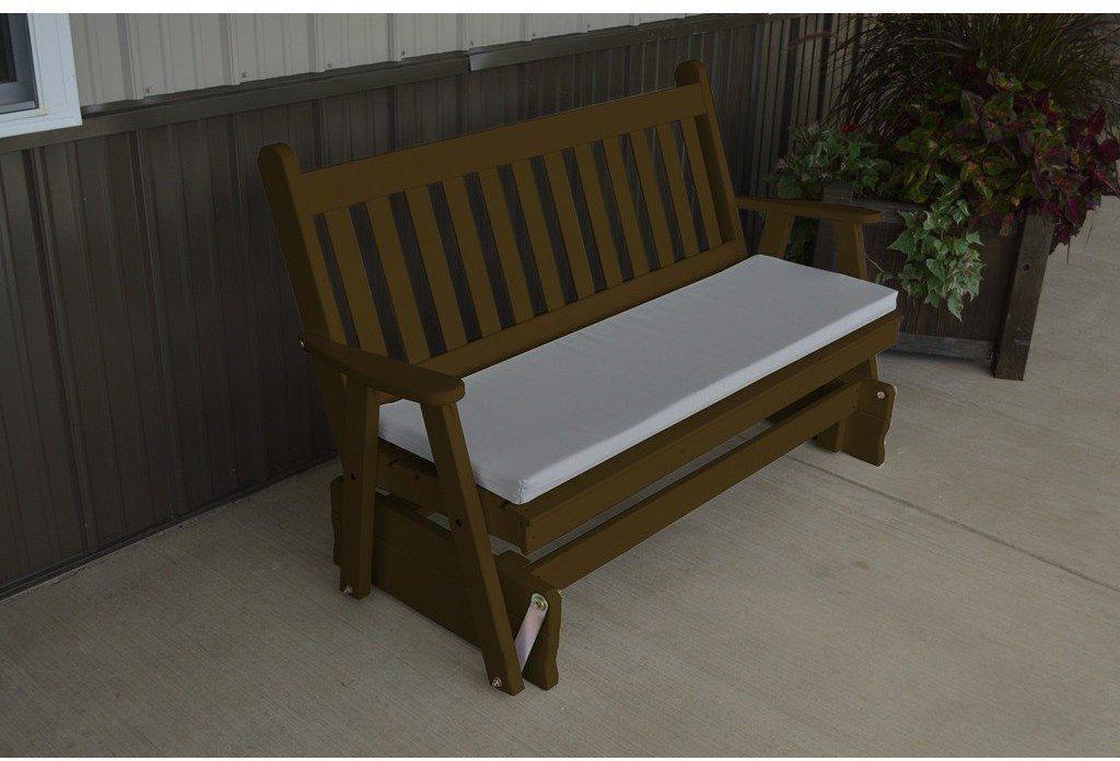 A & L Furniture Co. Yellow Pine 4' Traditional English Glider  - Ships FREE in 5-7 Business days - Rocking Furniture