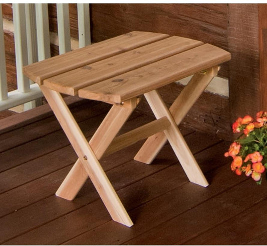 A & L FURNITURE CO. Western Red Cedar Folding Oval End Table  - Ships FREE in 5-7 Business days - Rocking Furniture