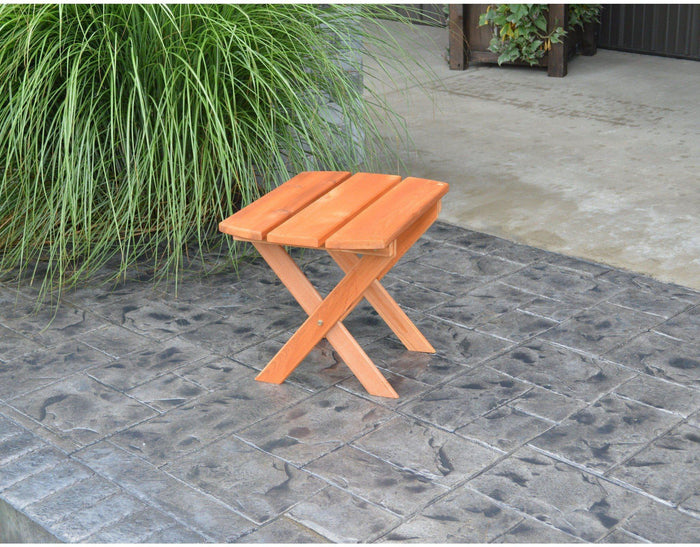 A & L FURNITURE CO. Western Red Cedar Folding Oval End Table  - Ships FREE in 5-7 Business days - Rocking Furniture