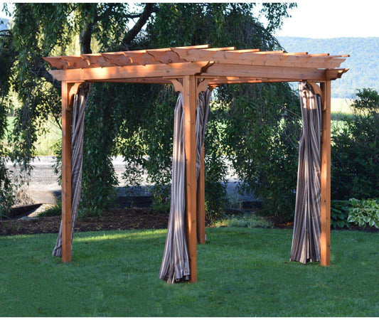 A & L FURNITURE CO. Western Red Cedar 8' x 10' Pergola W/ Swing Hangers  - Ships FREE in 5-7 Business days - Rocking Furniture