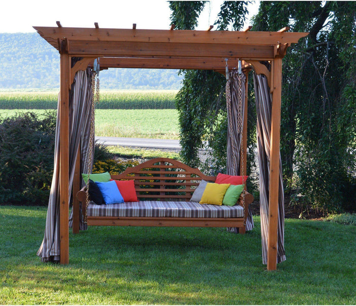 A & L FURNITURE CO. Western Red Cedar 8' x 8' Pergola W/ Swing Hangers  - Ships FREE in 5-7 Business days - Rocking Furniture