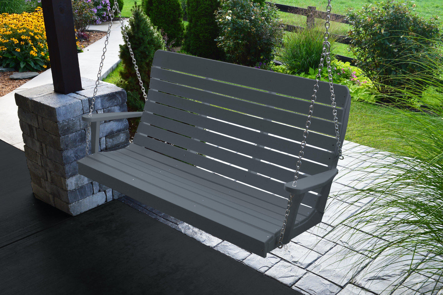 A&L Furniture Recycled Plastic 5' High Back Winston Porch Swing - LEAD TIME TO SHIP 10 BUSINESS DAYS