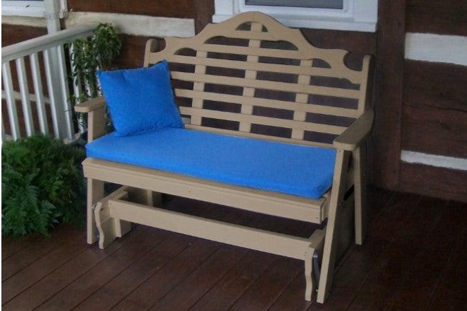 marlboro recycled plastic 4ft glider chair weathered wood with pillow and cushion