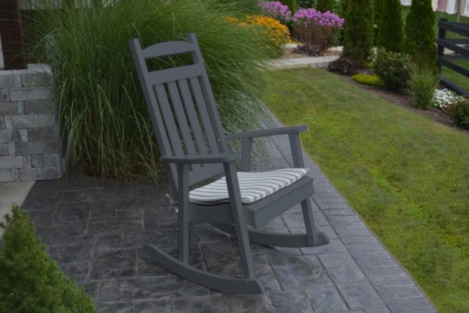 classic recycled plastic porch rocking chair dark gray with rocker seat cushion
