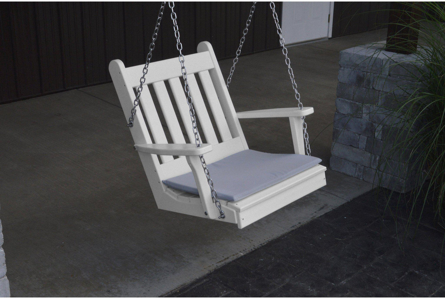 A&L Furniture Co. Traditional English Recycled Plastic 2' Chair Swing  - Ships FREE in 5-7 Business days - Rocking Furniture